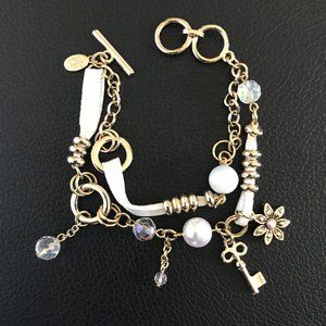 Cookie Lee Charm Bracelet | Gold/Cream | 2-Strand